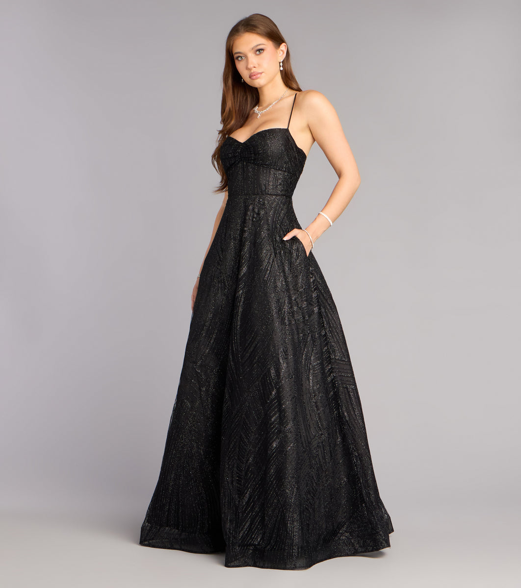 tricia formal glitter a-line dress Windsor tricia formal glitter a-line dress with slit Blue Size M - $73 (39%  Off Retail)