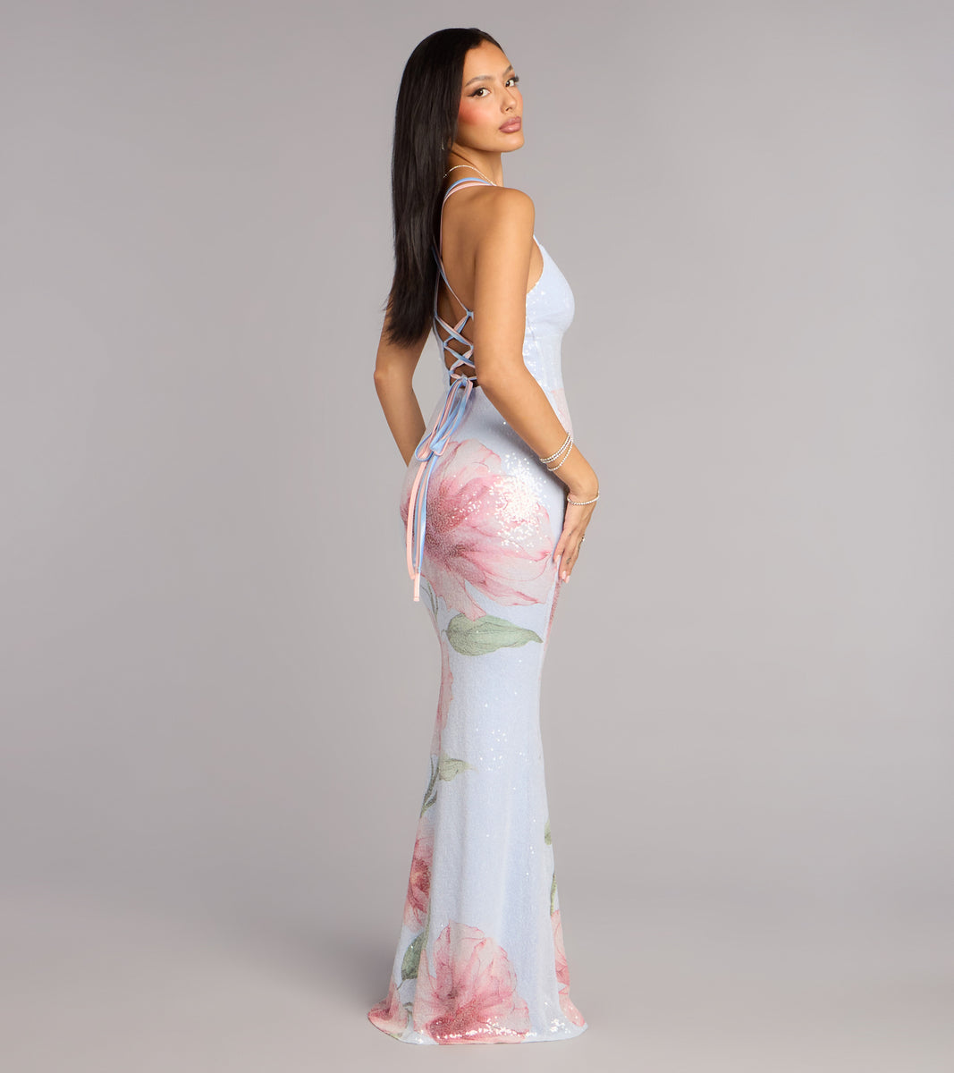 Chance Floral Sequin Mermaid Formal Dress | Windsor Chance Floral Sequin Mermaid Formal Dress | Windsor