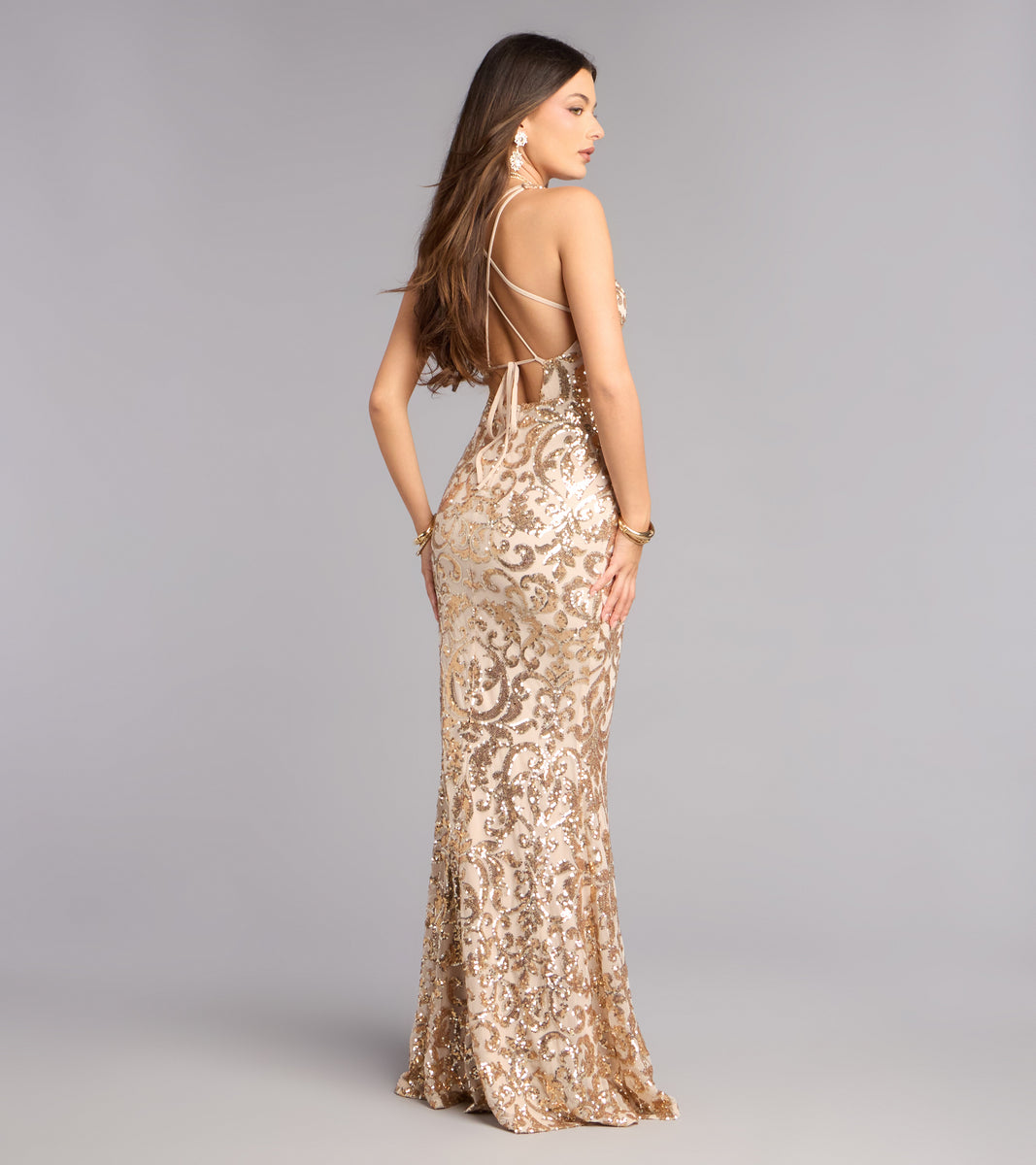 Emely Floral Sequin High Slit Mermaid Dress & Windsor