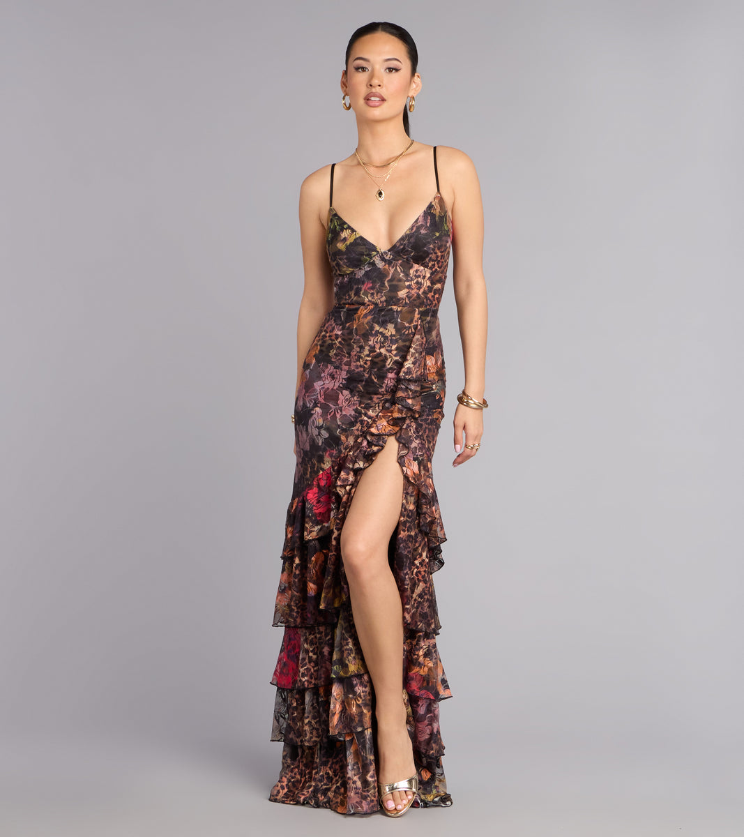 Megan Leopard Floral A-Line Formal Dress | Windsor