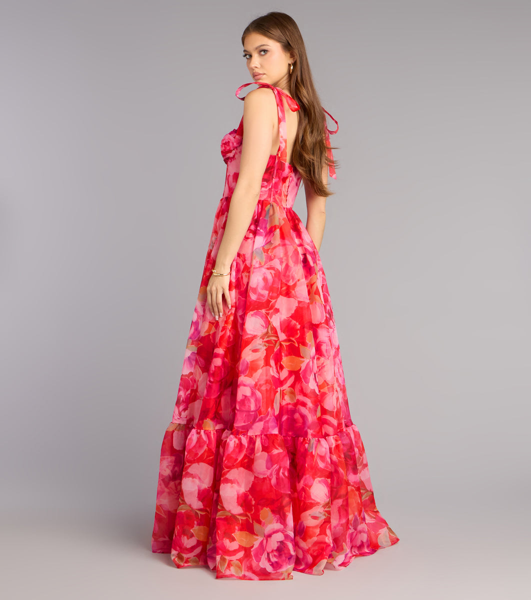Elana Floral A-Line Slit Formal Dress | Windsor