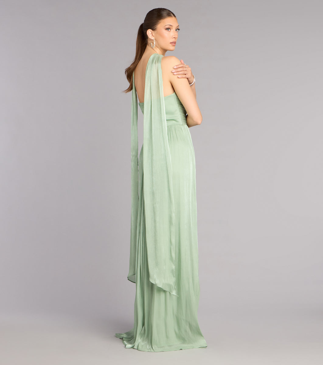 chiffon scarf dress Serena Formal With PromotionName: Semi-Annual Suit Sale cocktail evening Dress for a teenage Color:Champagne*