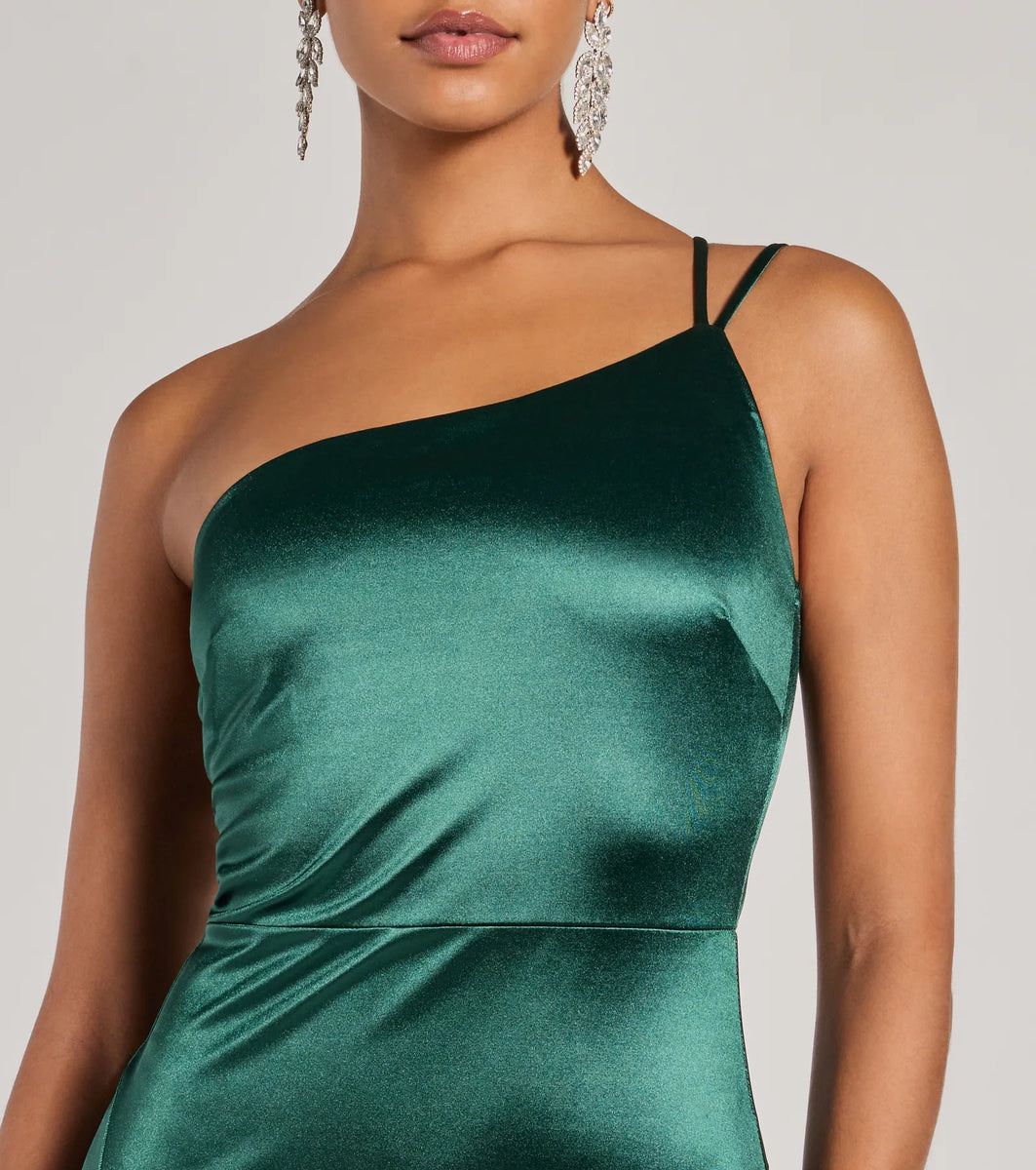 Rhiannon One-Shoulder Satin Long Dress Windsor