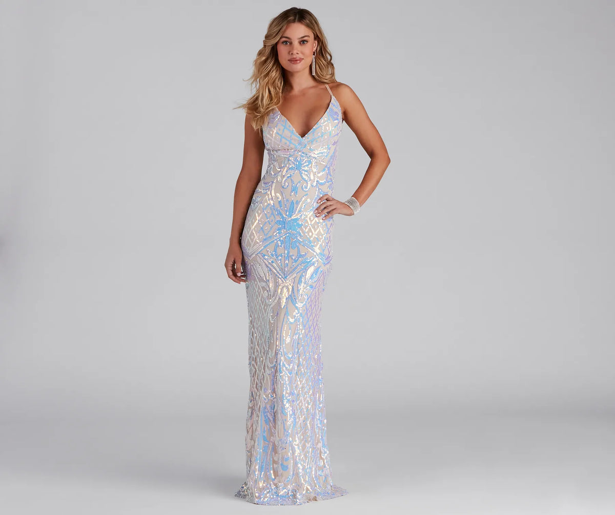 Deonne Iridescent Sequin Cross Back Dress | Windsor Deonne Iridescent Sequin Cross Back Dress | Windsor