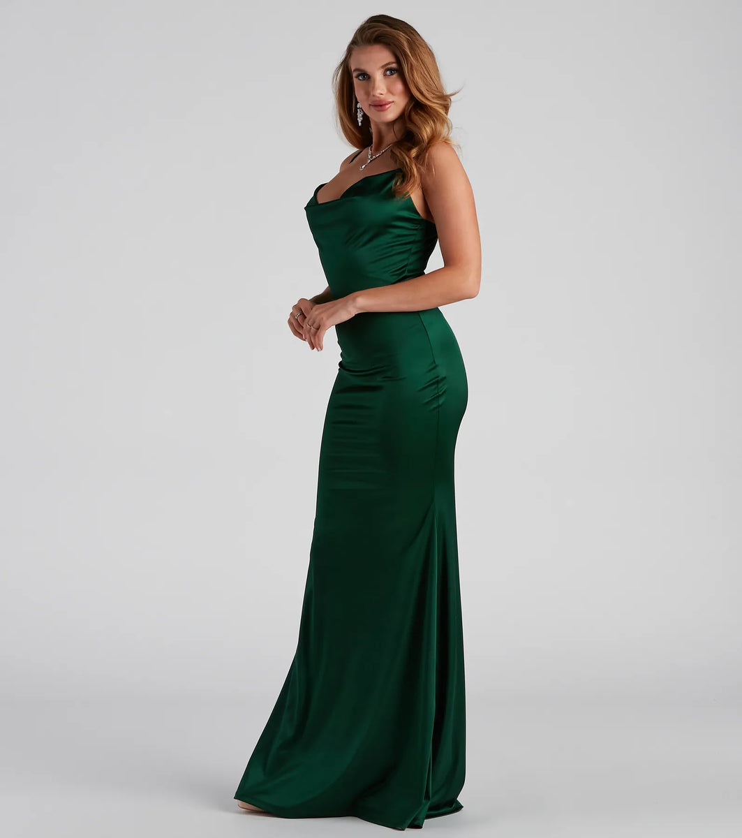 nala satin dress windsor Windsor Nala Cowl Neck Satin Dress
