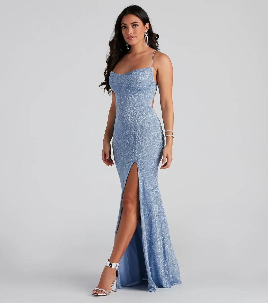 Doria Formal High Slit Glitter Dress | Windsor Doria Formal High Slit Glitter Dress | Windsor