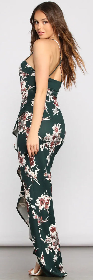 Marianna High Slit Floral Dress