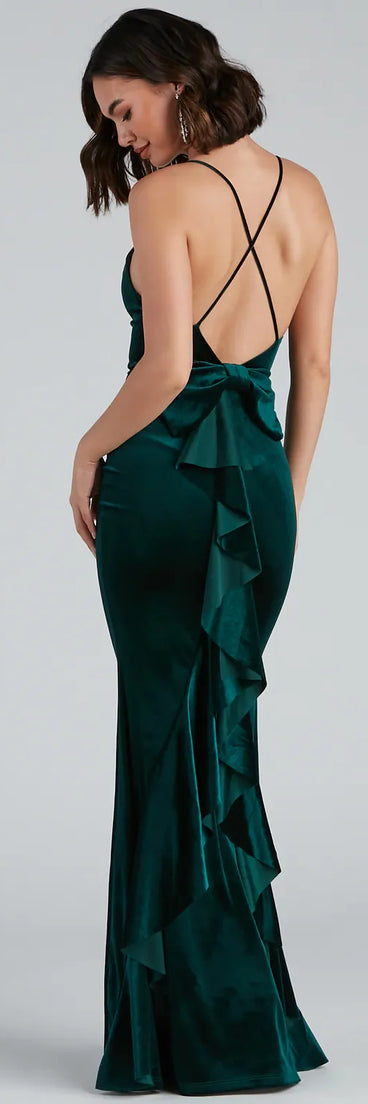 Margot Formal Ruffled Velvet Dress