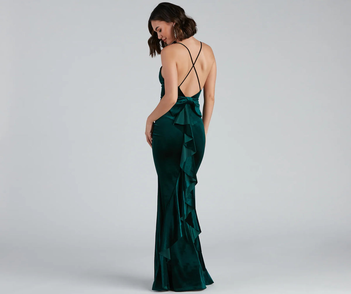 margot formal ruffled velvet dress YGroup_8043967316168