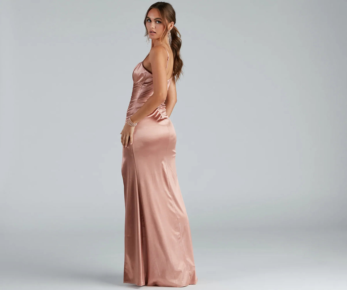 Brooklyn Satin Ruched Formal Dress | Windsor Brooklyn Satin Ruched Formal Dress | Windsor