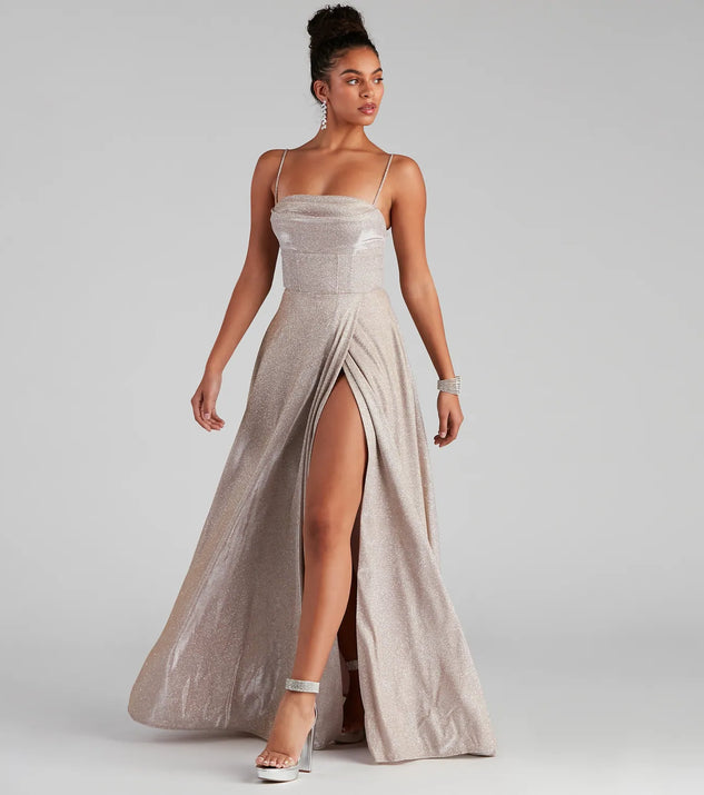 Denice Corset A-Line Wrap Formal Dress