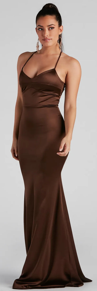 Marsha Formal Satin Tie Back Dress