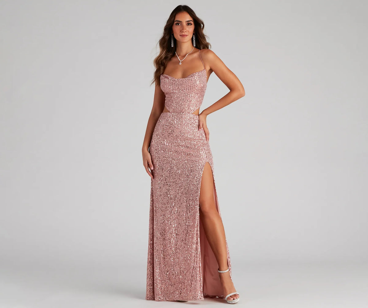 kristina formal sequin cutout dress Kristina Formal Sequin Cutout Dress