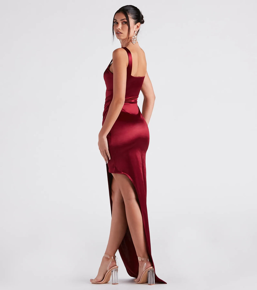 Callie High Slit Satin Formal Dress | Windsor Callie High Slit Satin Formal Dress | Windsor
