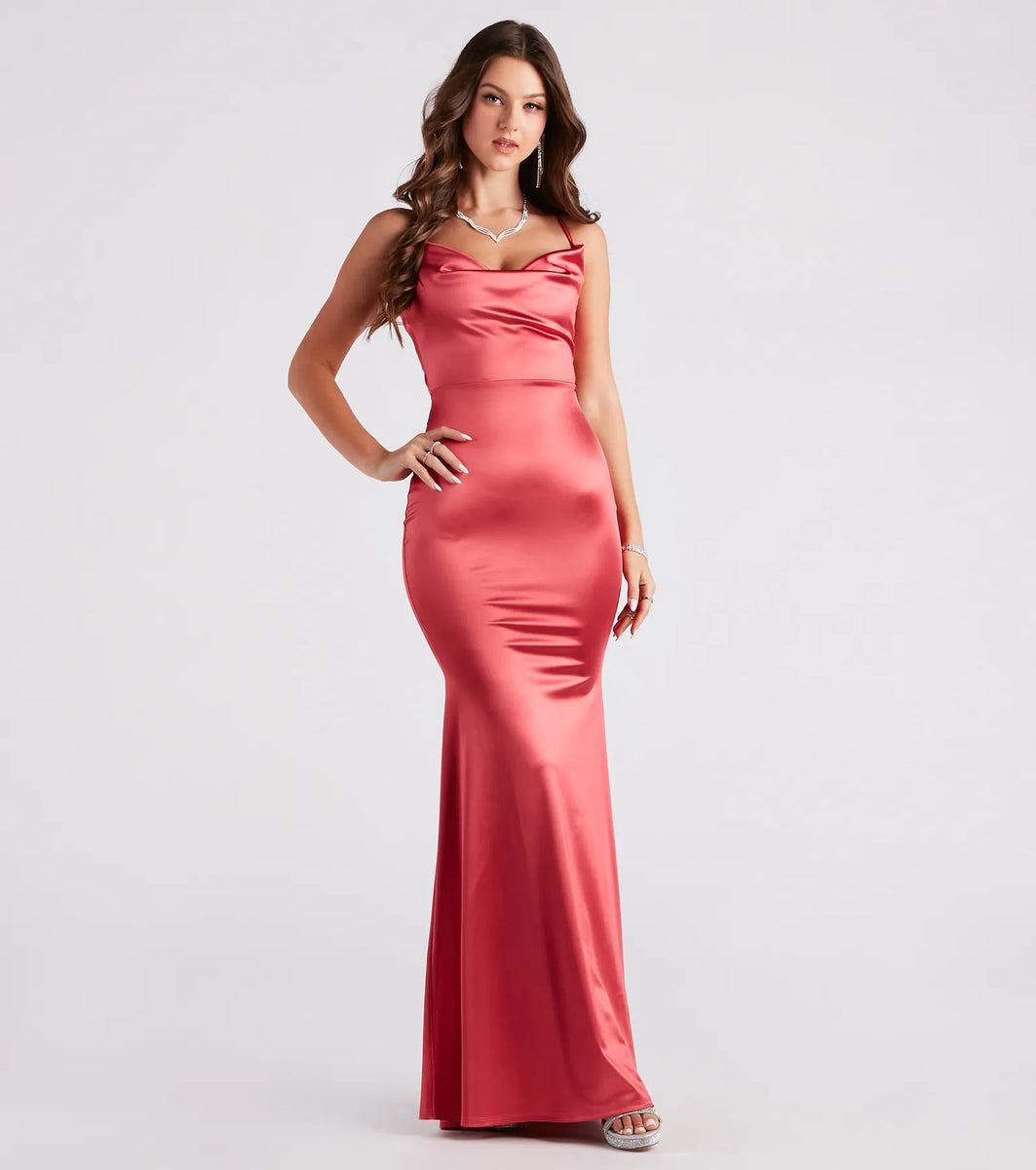 Jennifer Stretch Satin Ruched Formal Dress | Windsor Jennifer Stretch Satin Ruched Formal Dress | Windsor