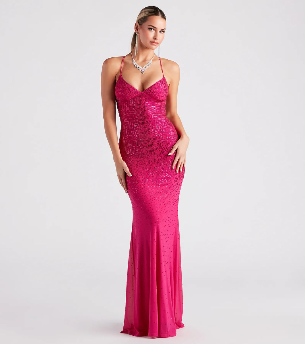 Blair Lace-Up A-Line Rhinestone Formal Dress | Windsor Blair Lace-Up A-Line Rhinestone Formal Dress | Windsor