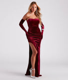 Anastasia Velvet Formal Dress And Gloves Set