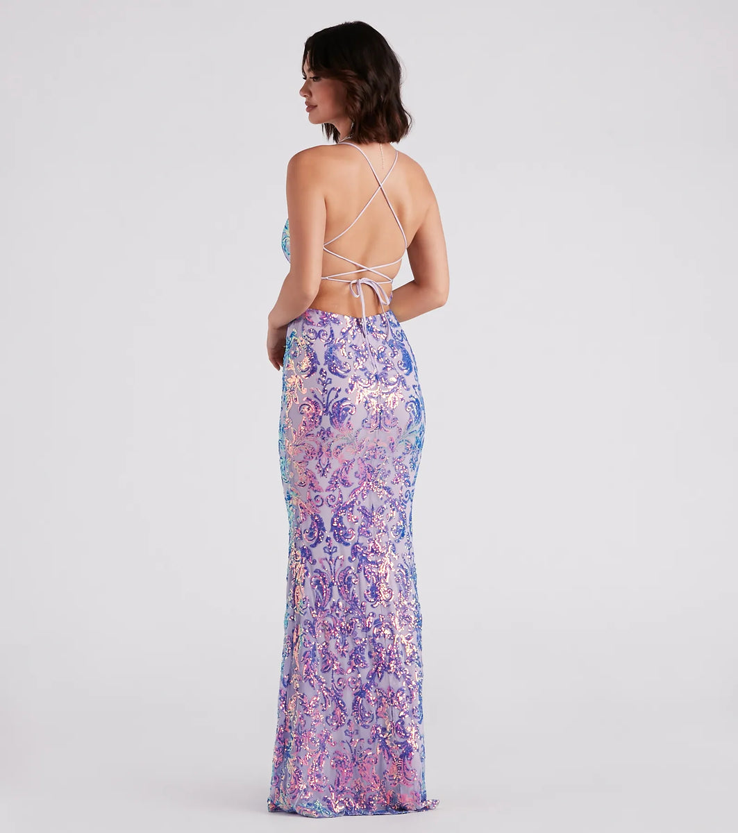aubrie formal sequin scroll dress Taisia Lainey