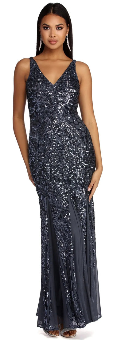Ciara Formal Beaded And Sequin Dress