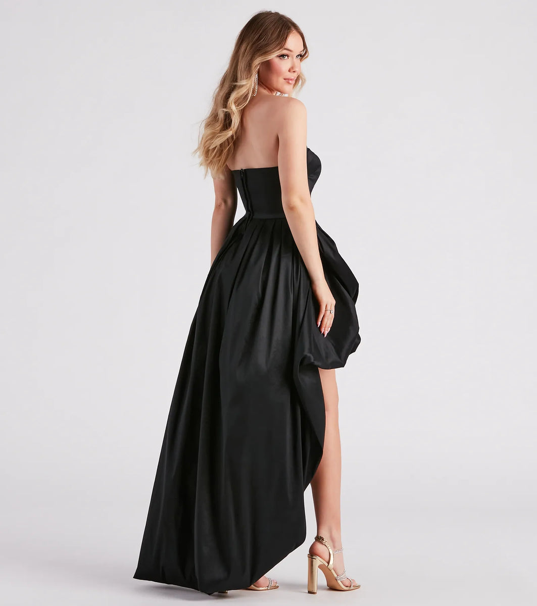 B Darlin Women's Plus Taffeta Hi Low Formal Dress Black Size 16
