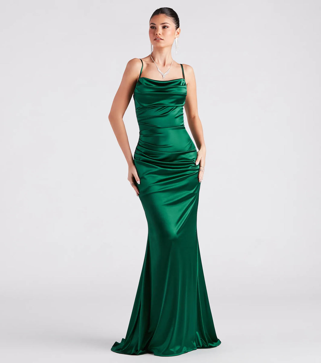 Marley Formal Satin Cowl Neck Mermaid Dress | Windsor Marley Formal Satin Cowl Neck Mermaid Dress | Windsor