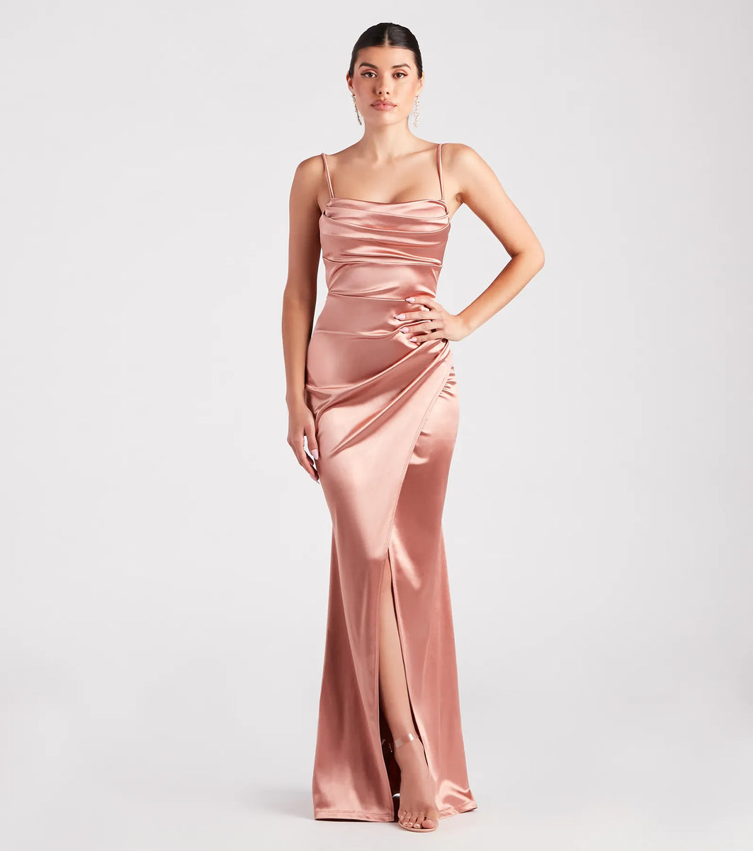 Laurel Formal Satin Tie-Back Mermaid Dress | Windsor Laurel Formal Satin Tie-Back Mermaid Dress | Windsor