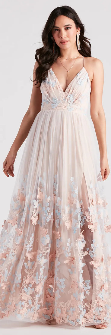 Parker Formal Butterfly Embroidered A-Line Dress