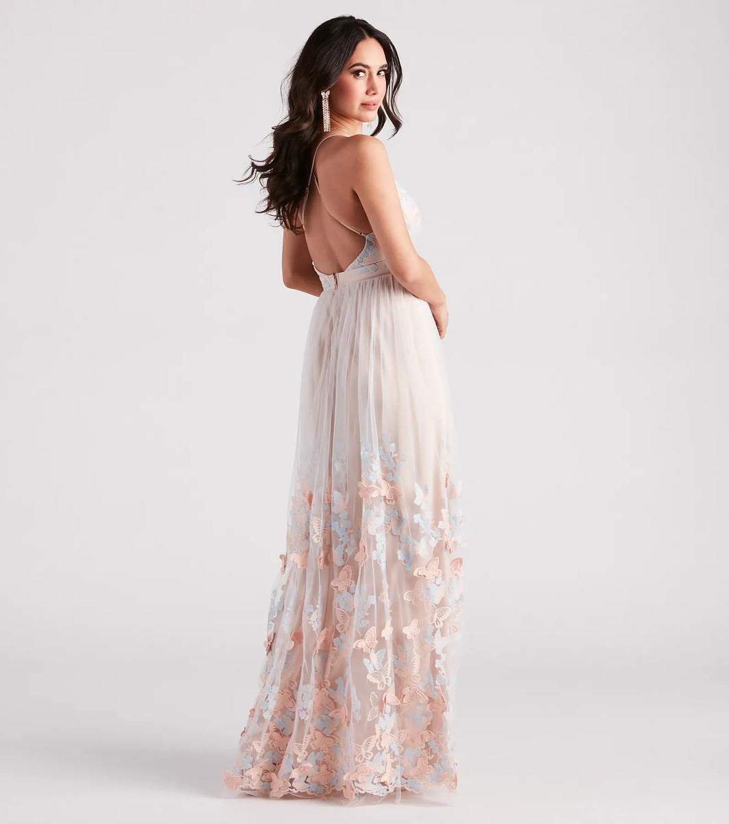 Parker Formal Butterfly Embroidered A-Line Dress | Windsor