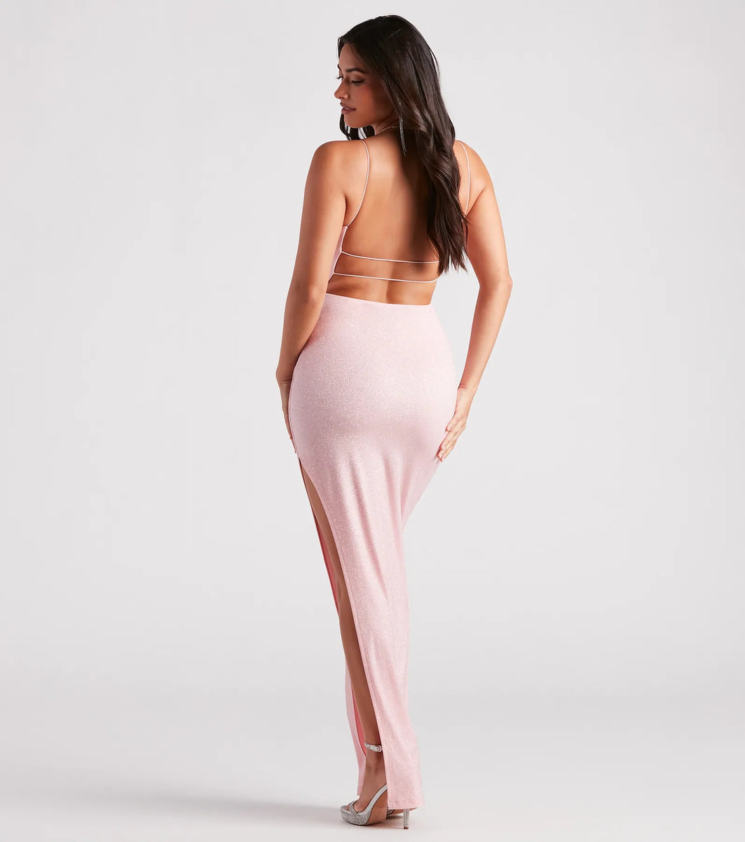 Mckayla Formal Glitter Strappy Back Dress | Windsor