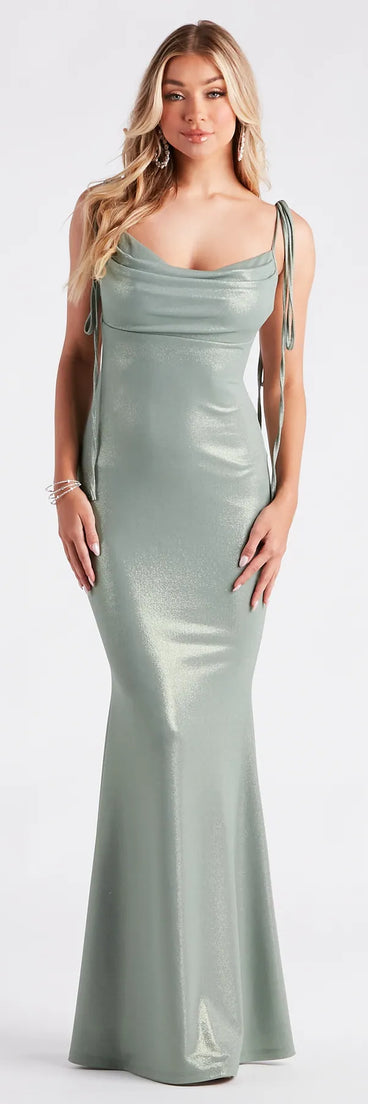 Presley Formal Foiled Metallic Mermaid Dress