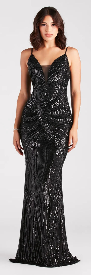 Keep it classic with the Pauline Formal Sequin Draped Bead Bodycon Dress, a feed-worthy pick from Windsor's black homecoming dress collection made to stop their scroll from pictures to the dance floor.