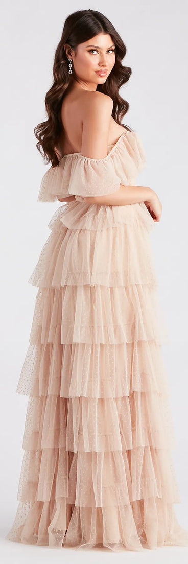 Angela Ruffled Tulle A-Line Formal Dress