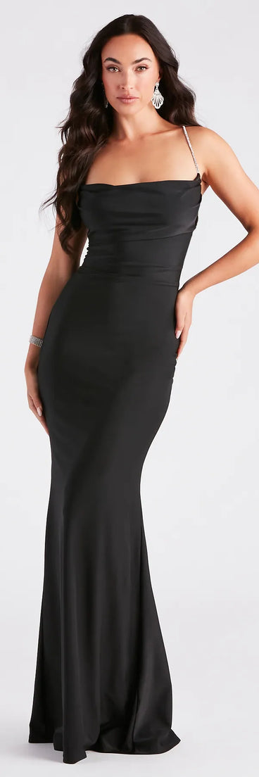 Marisol Formal Rhinestone Lace-Up Mermaid Dress