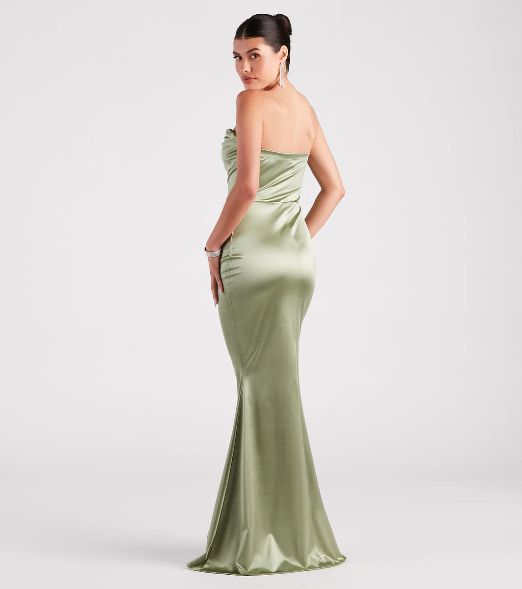 Priscilla Formal Satin Strapless Mermaid Dress | Windsor