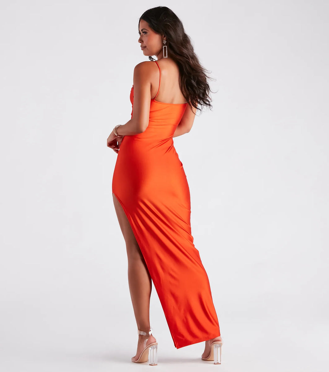 Celia Formal Cutout High Slit Column Dress | Windsor