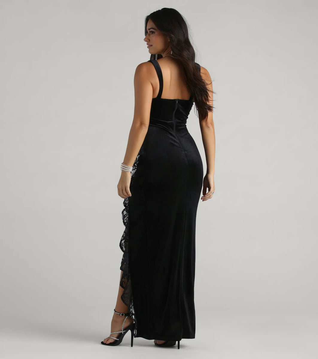 Cece Formal Velvet Lace Sweetheart Long Dress | Windsor