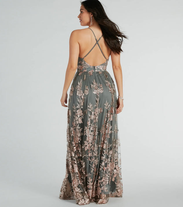 Stand out in a crowd with the Ayva A-Line Glitter Sequin Tulle Formal Dress, a glamorous royal blue sequin dress that sparkles effortlessly as an NYE party gown, wedding guest dress, or must-have evening wear for formal events like military balls and winter formals.