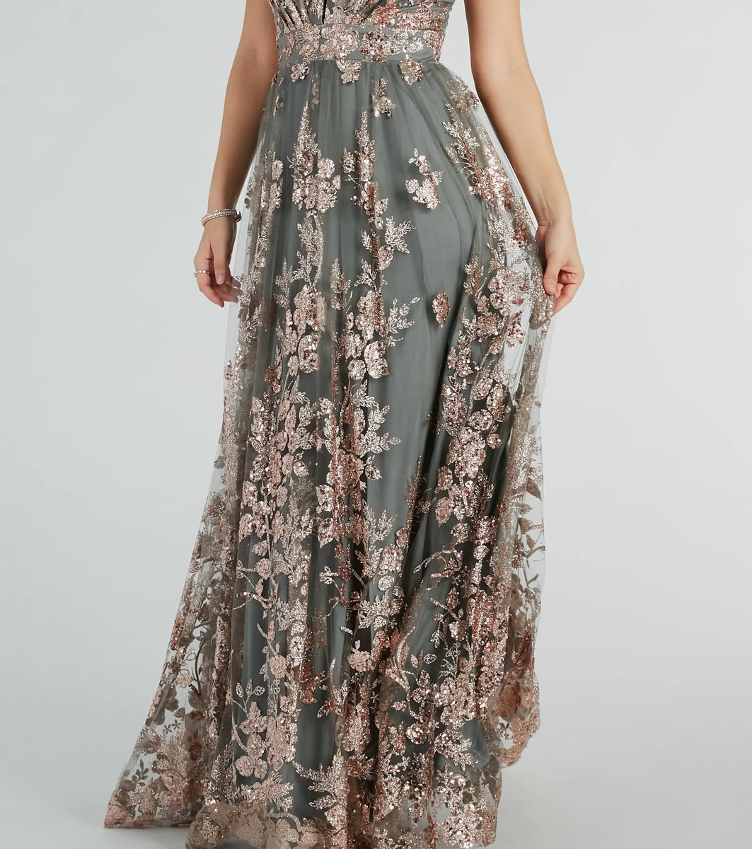 Ayva A-Line Glitter Sequin Tulle Formal Dress | Windsor Ayva A-Line Glitter Sequin Tulle Formal Dress | Windsor