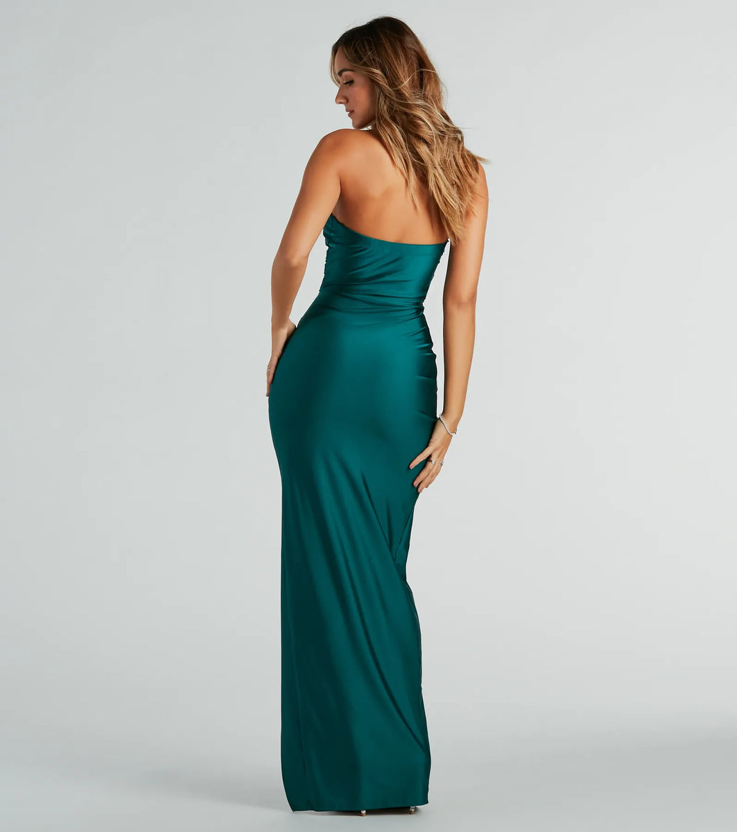 Darianka Formal Strapless Slit Long Dress | Windsor