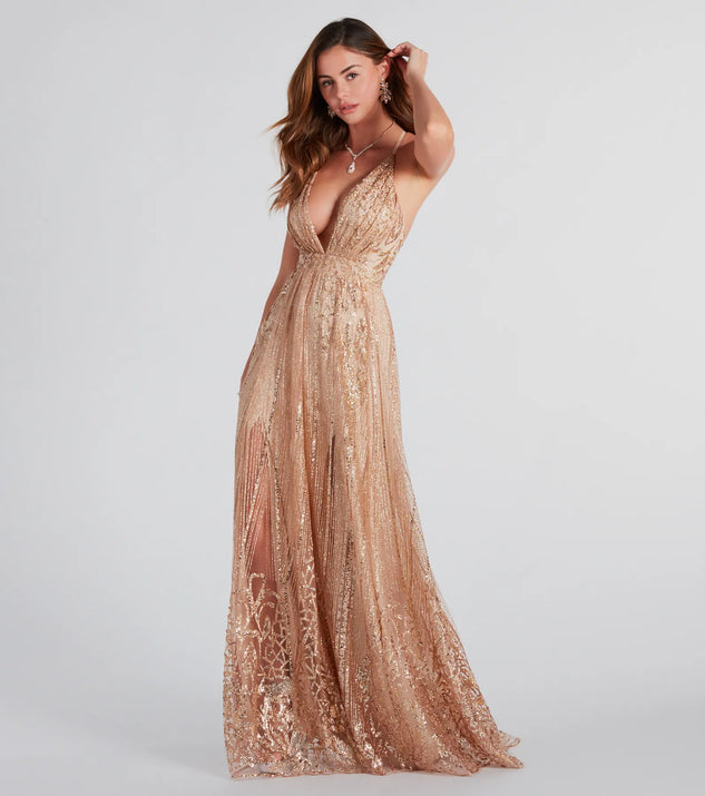 Turn heads in the beaming Caitlyn Formal Glitter Sequin Tulle A-Line Dress, a stunning rose sequin dress designed to add sparkle and elegance to your next night out or special occasion.