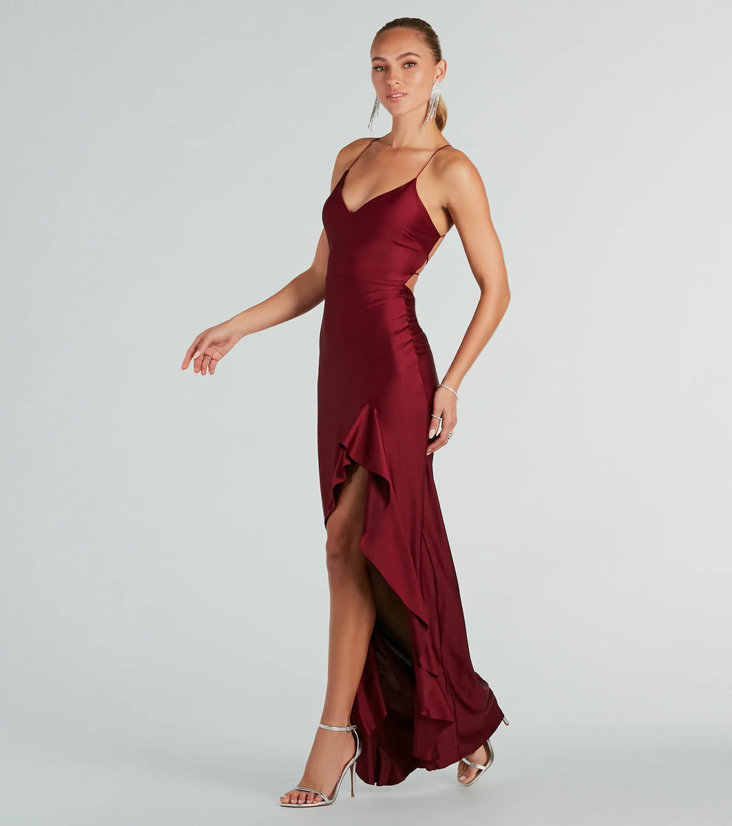 Lainey Ruffled High Slit Long Formal Dress Lainey Ruffled High Slit Long Formal Dress