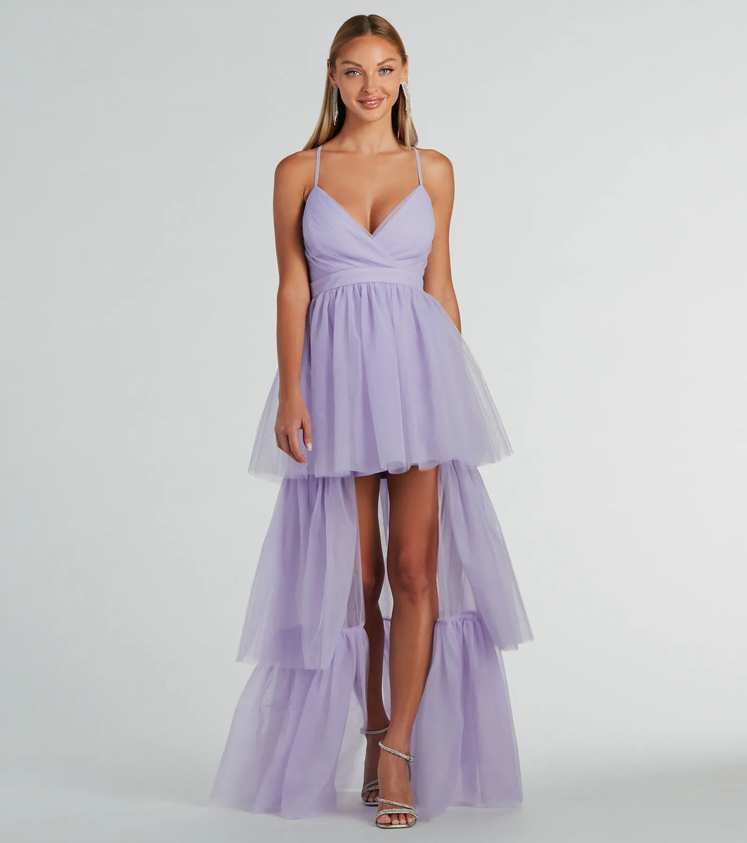 Ophelia V-Neck High Low Ruffle Tulle Formal Dress | Windsor Ophelia V-Neck High Low Ruffle Tulle Formal Dress | Windsor