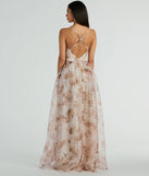 You'll be the best dressed in the Clarissa V-Neck Rose Floral A-Line Formal Gown as your winter formal dress with beautiful and unique details from Windsor.