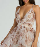 You'll be the best dressed in the Clarissa V-Neck Rose Floral A-Line Formal Gown as your winter formal dress with beautiful and unique details from Windsor.