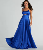 The Amina Scoop Neck A-Line Glitter Formal Dress is an elegant royal blue formal dress in a rich seasonal color and with unique design accents that make dressing up for winter parties, holiday balls, or festive gatherings effortless!