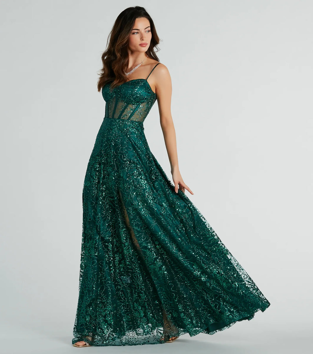 Lauren Sweetheart A Line Glitter Sequin Dress Windsor