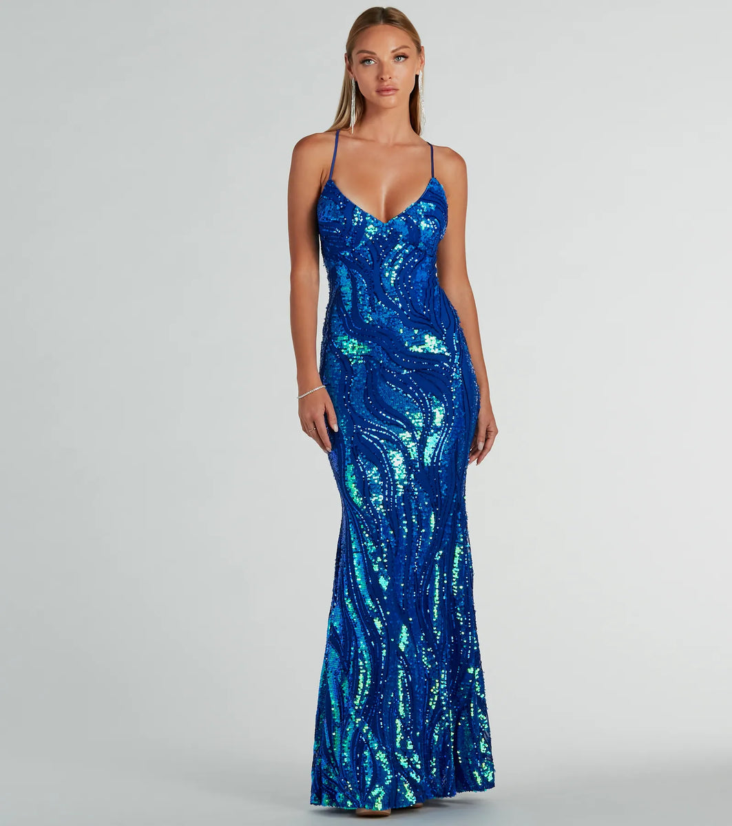 Satin Windsor Formal Long Dresses Acacia Iridescent Sequin Lace-Up Formal Dress Windsor Satin Windsor Formal Long Dresses Acacia Iridescent Sequin Lace-Up Formal Dress Windsor