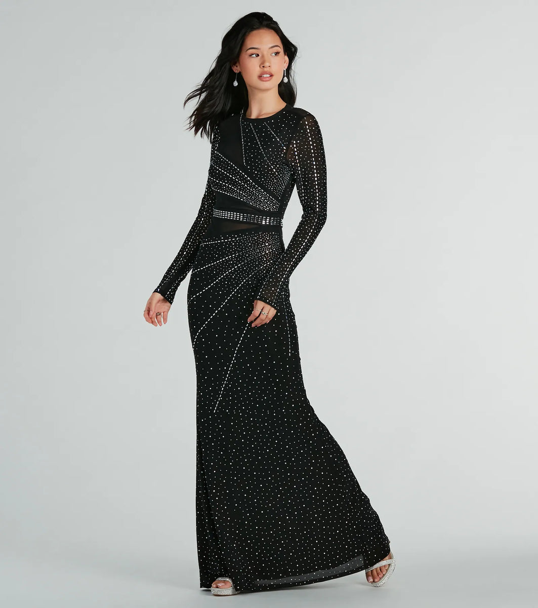 black long sleeve dress windsor Mesh Together Long Sleeve Mini Dress