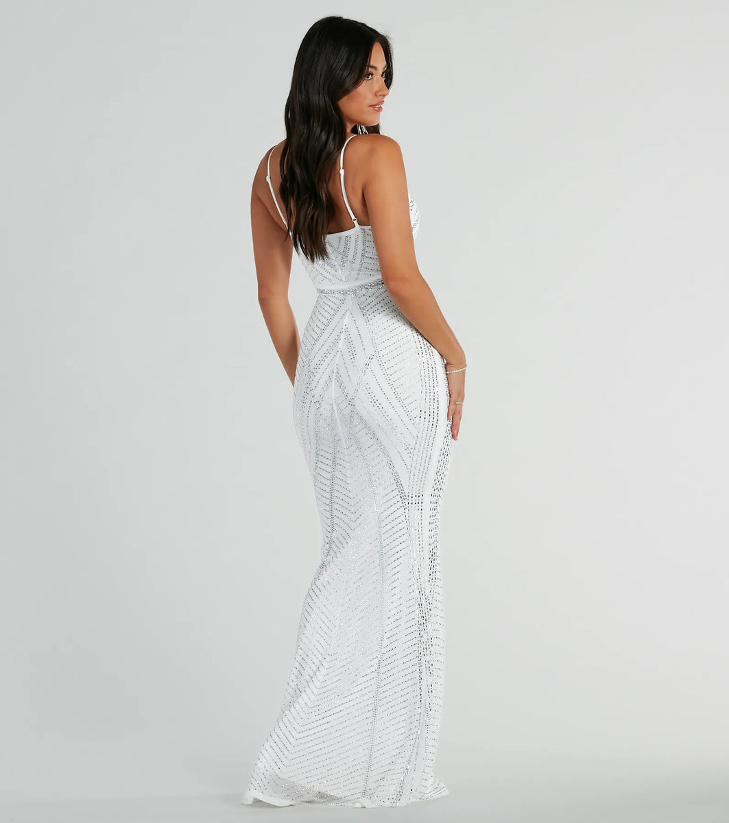 crystal design leni dress Leni V-Neck Mermaid Rhinestone Formal Dress
