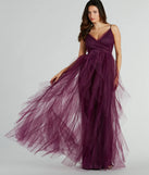 The Hadley V-Neck Ruffled A-Line Tulle Formal Dress is an elegant eggplant purple formal dress in a rich seasonal color and with unique design accents that make dressing up for winter parties, holiday balls, or festive gatherings effortless!
